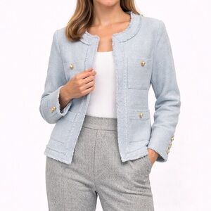 Nanette Lepore Tweed Jacket Blazer Pearl Buttons Size XL